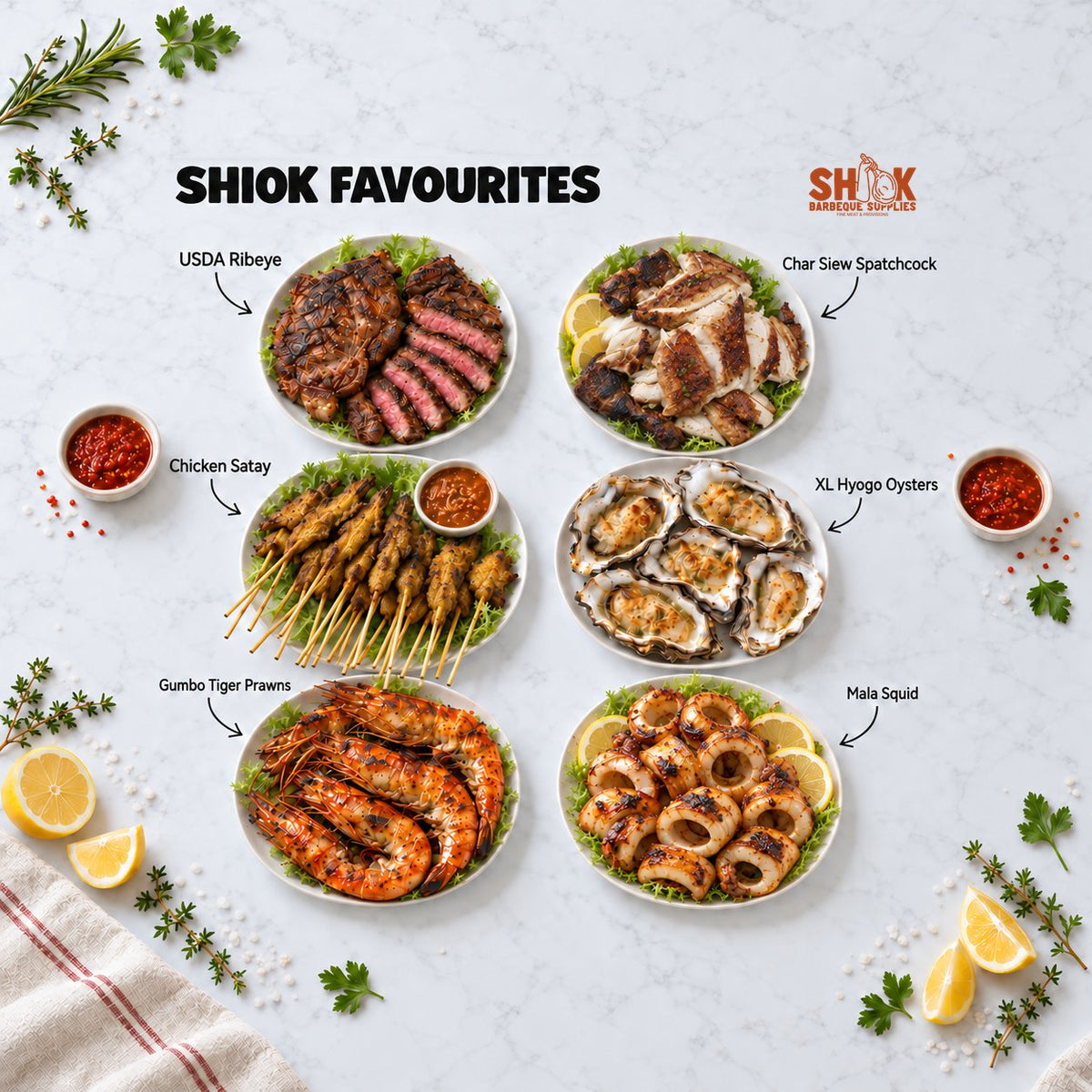 SHIOK Favourites Grill Mix BBQ package for 8 to 20 people, Shiok BBQ Singapore