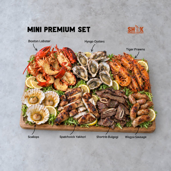 Shiok MINI BBQ Premium Set for 3 to 5 people with Boston Lobster, Hyogo Oysters, Tiger Prawns and Scallops, Shiok BBQ Singapore