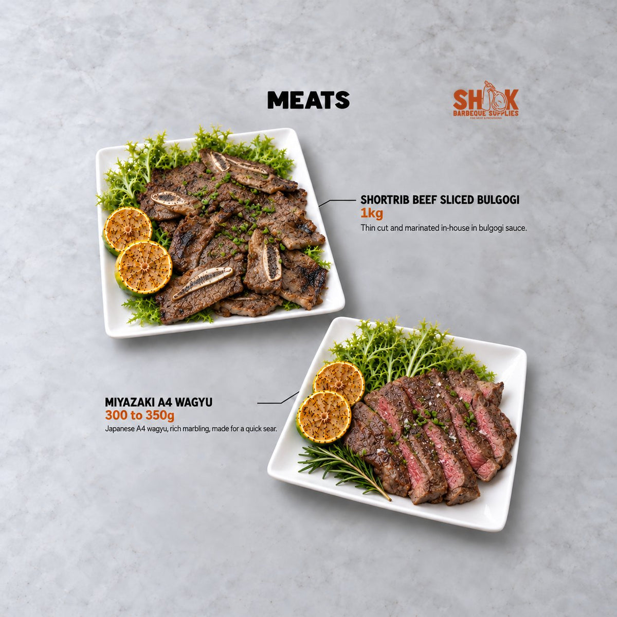 Shortrib Beef Sliced Bulgogi and Miyazaki A4 Wagyu in the Shiok MINI BBQ Set, Shiok BBQ Singapore