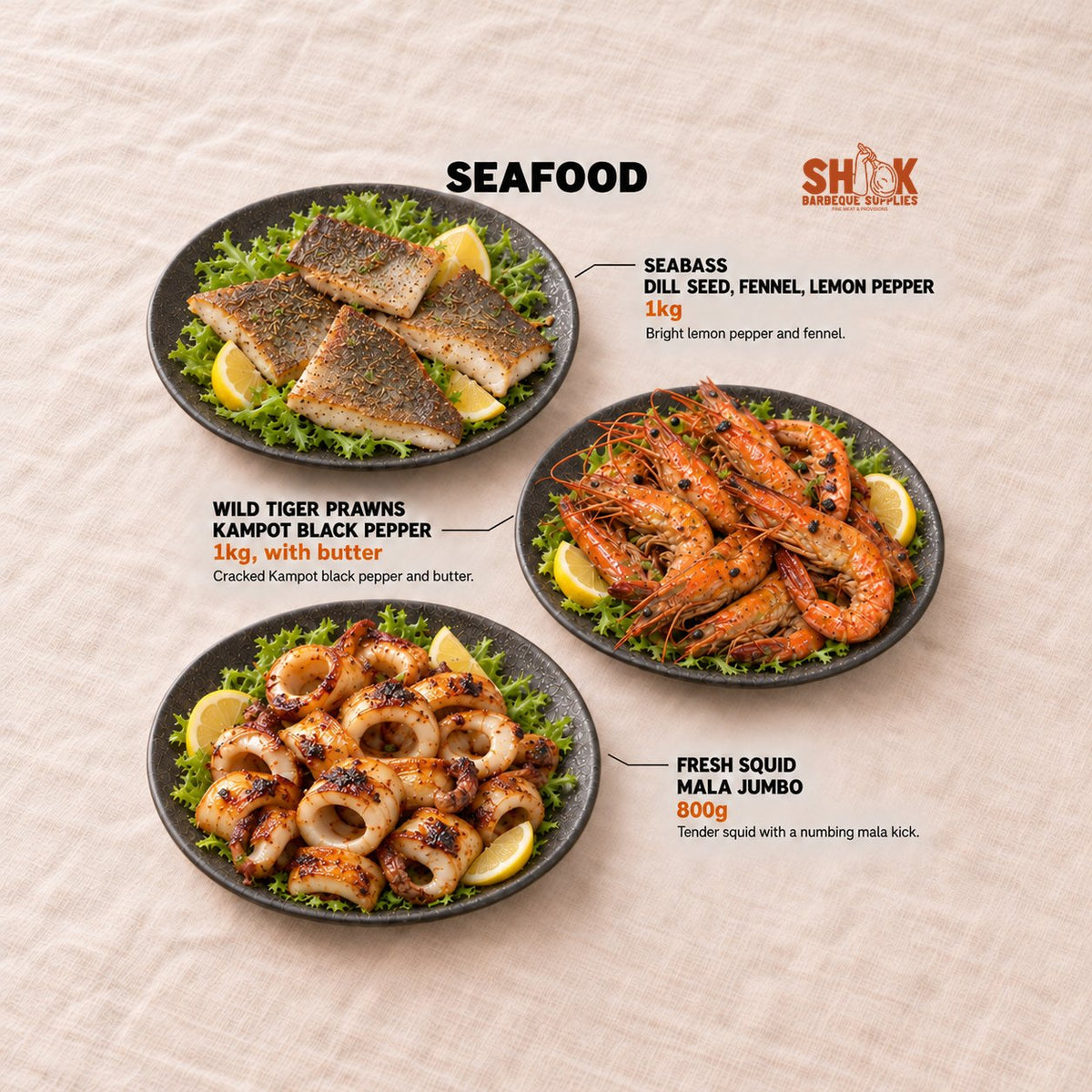 Seabass Dill Seed, Fennel, Lemon Pepper in the LOB LOB YOU Premium BBQ Set (15-20 pax), Shiok BBQ Singapore