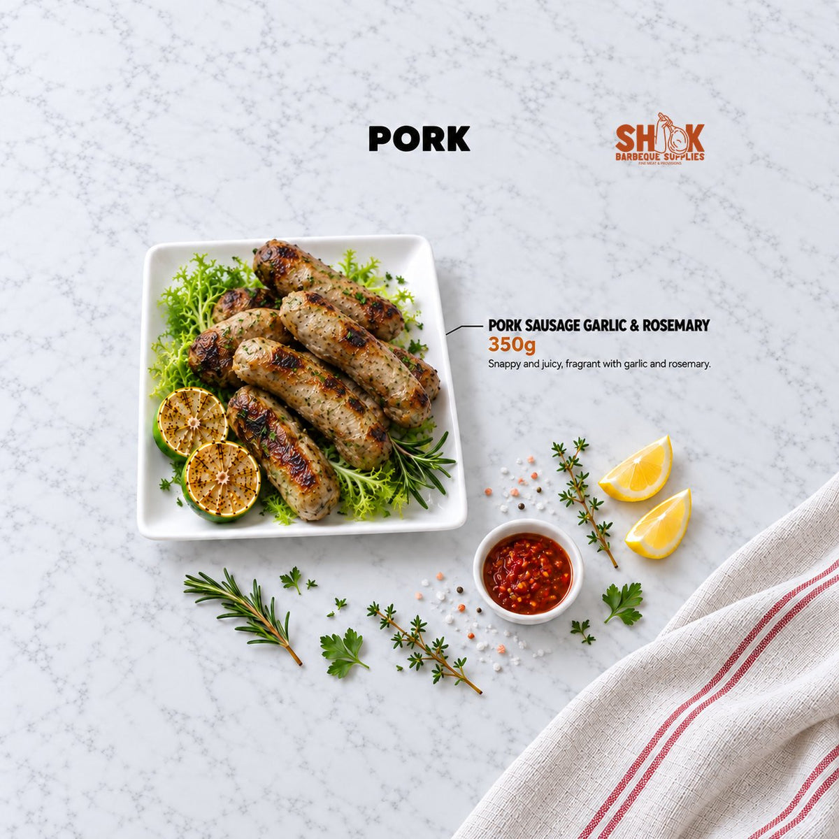 Pork Sausage Garlic & Rosemary in the BBQ Mini Kaki Set, Shiok BBQ Singapore