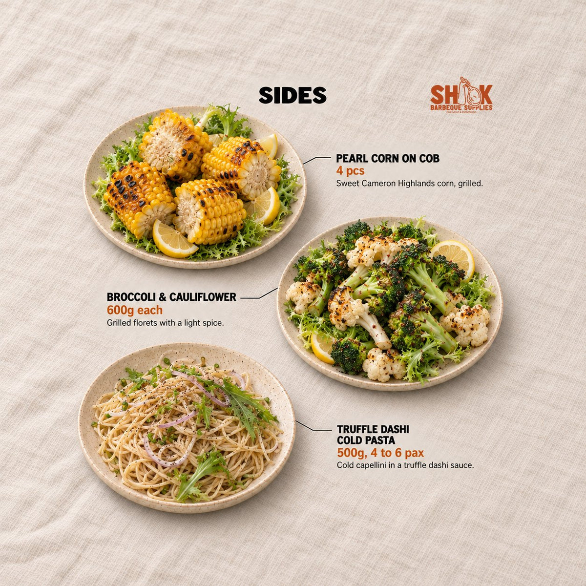 Sides in the BBQ Seafood Menu (8-10 pax), Shiok BBQ Singapore
