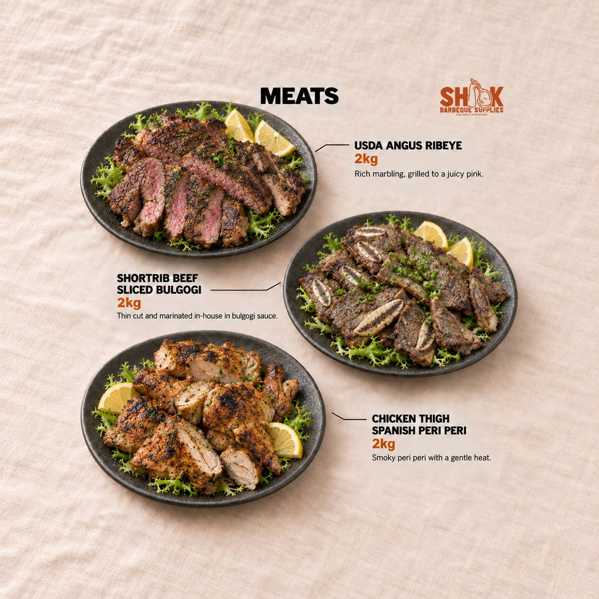 USDA Angus Ribeye and Shortrib Beef Sliced Bulgogi in the Seriously SHIOK Wishlist BBQ Set (25-30 pax), Shiok BBQ Singapore
