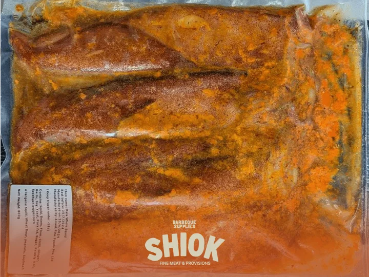 Mala Jumbo Fresh Squid - Marinated Seafood for BBQ - Shiok Barbeque Catering Singapore