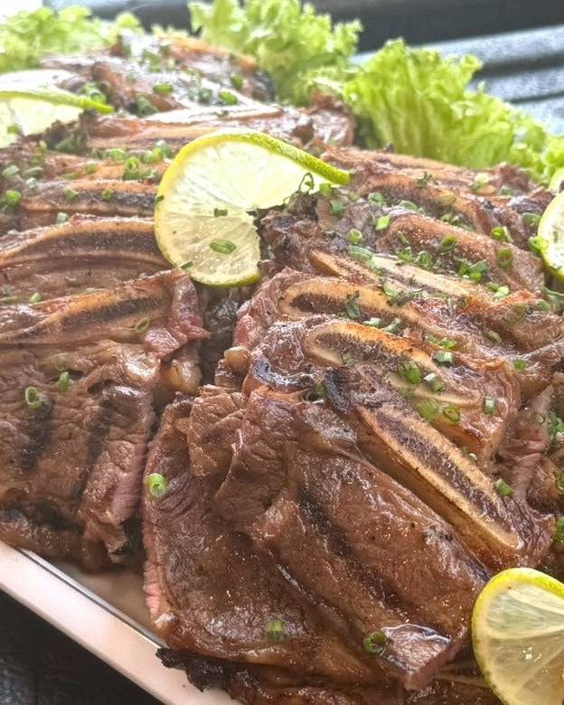 Grilled beef plated at a Shiok BBQ event in Singapore