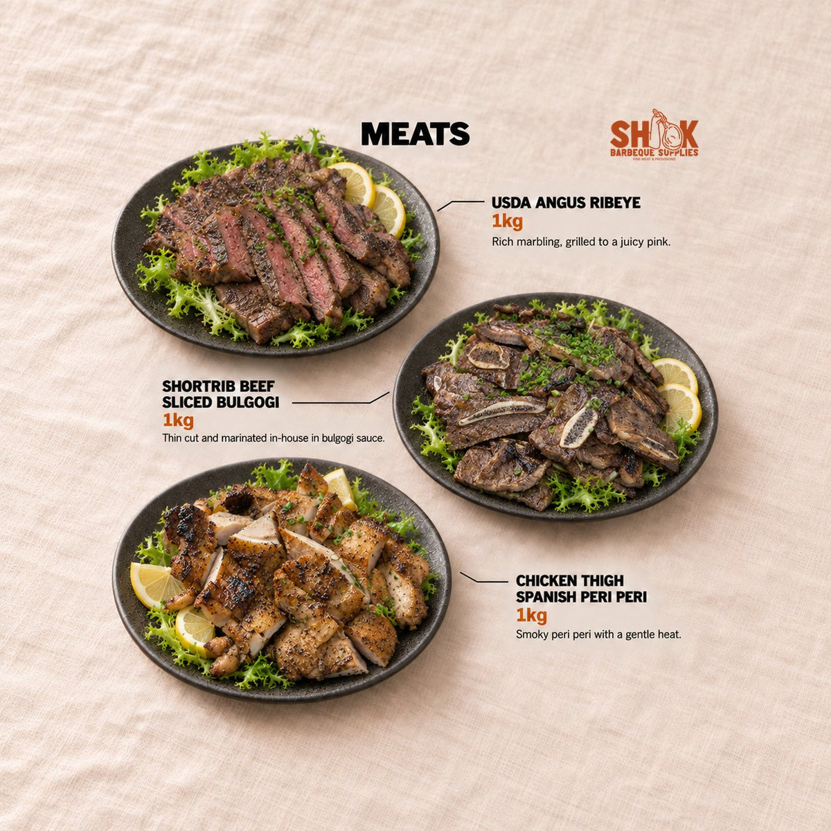USDA Angus Ribeye and Shortrib Beef Sliced Bulgogi in the Seriously SHIOK Wishlist BBQ Set (10-15 pax), Shiok BBQ Singapore