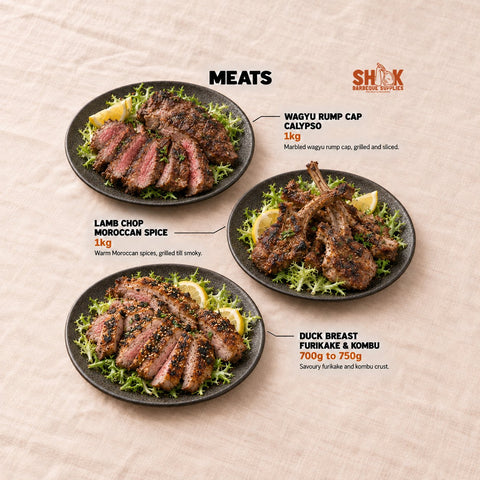 Wagyu Rump Cap Calypso and Lamb Chop Moroccan Spice in the LOB LOB YOU Premium BBQ Set (15-20 pax), Shiok BBQ Singapore