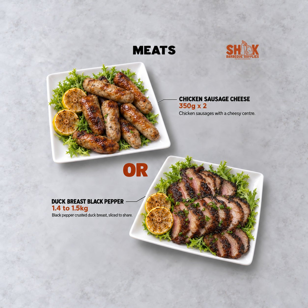 Chicken Sausage Cheese and Duck Breast Black Pepper in the Shiok Shiok Bargain BBQ Set (16-20 pax), Shiok BBQ Singapore