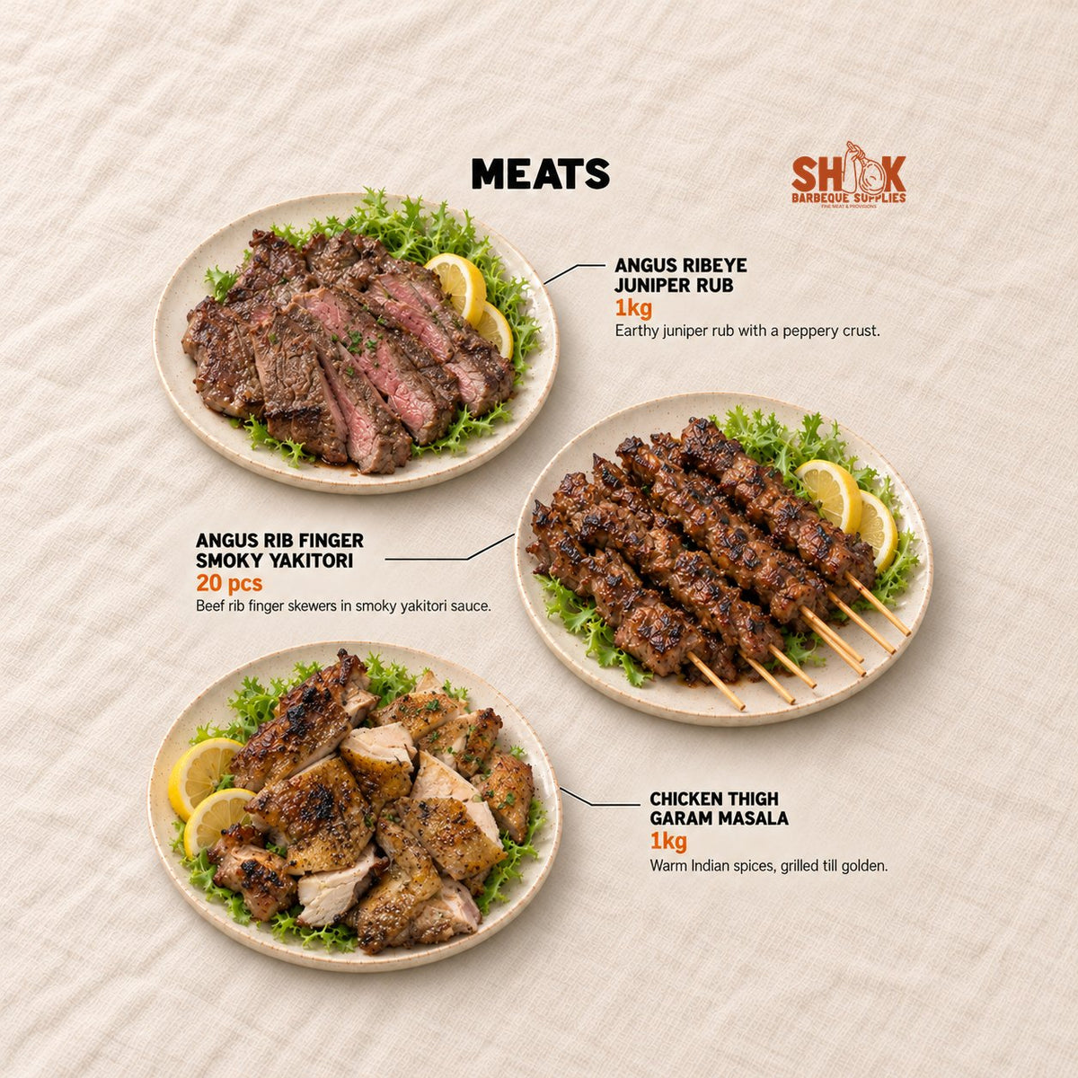 Meats in the SHIOK Premium King Crab BBQ Set (10-15 pax), Shiok BBQ Singapore