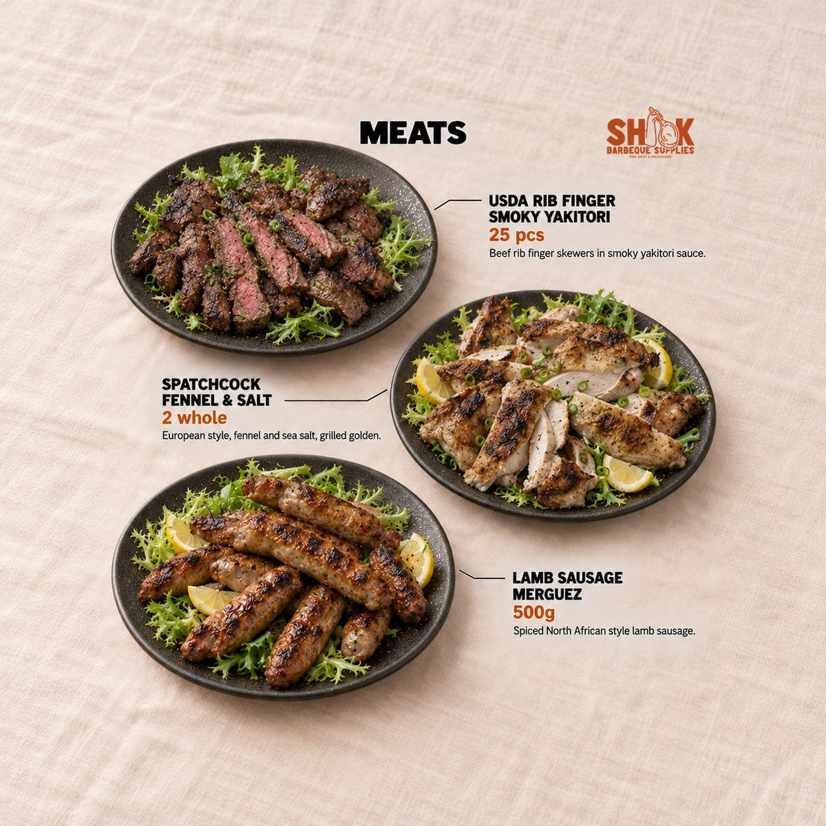 USDA Rib Finger Smoky Yakitori and Spatchcock Fennel & Salt in the DIY Wagyu Burger and BBQ Set (8-10 pax), Shiok BBQ Singapore
