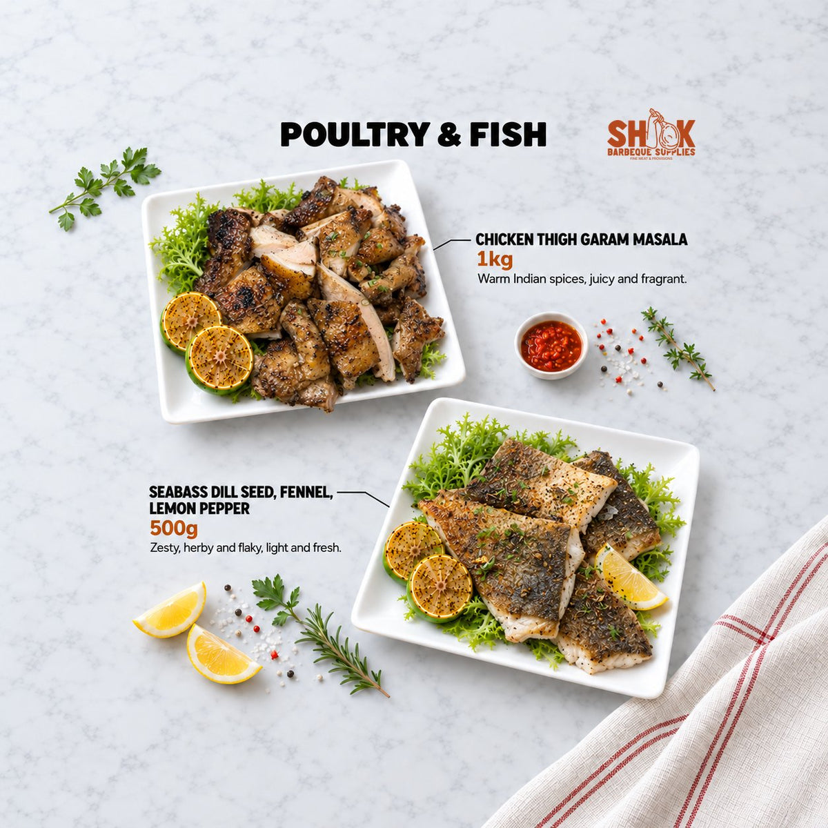 Poultry and Fish in the Classy SHIOK BBQ Menu, Shiok BBQ Singapore