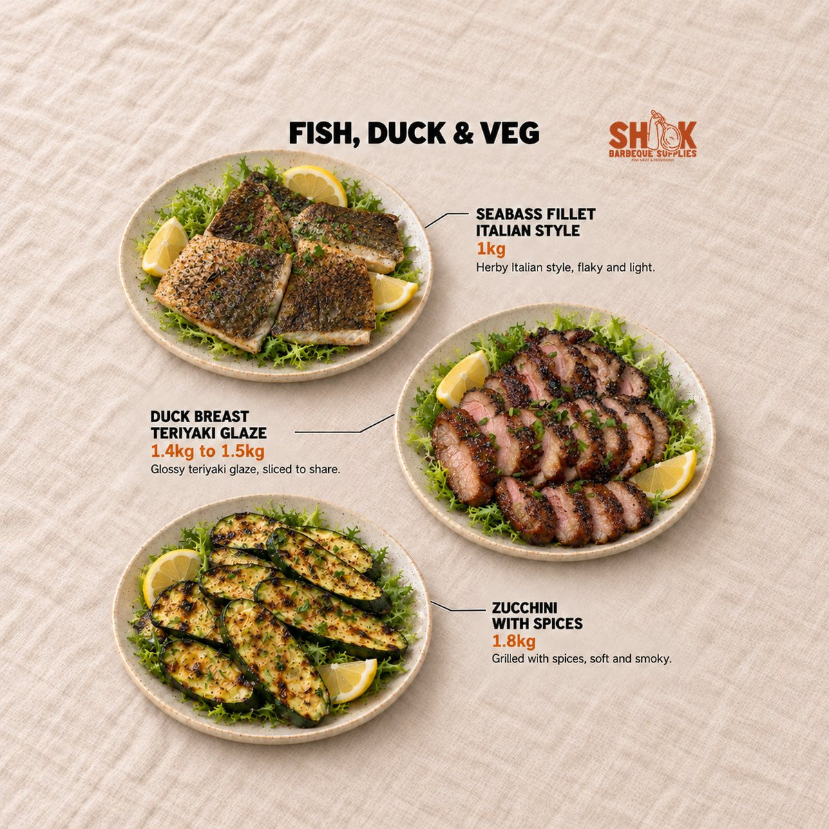 Fish Duck and Veg in the Ocean BBQ Set (16-20 pax), Shiok BBQ Singapore
