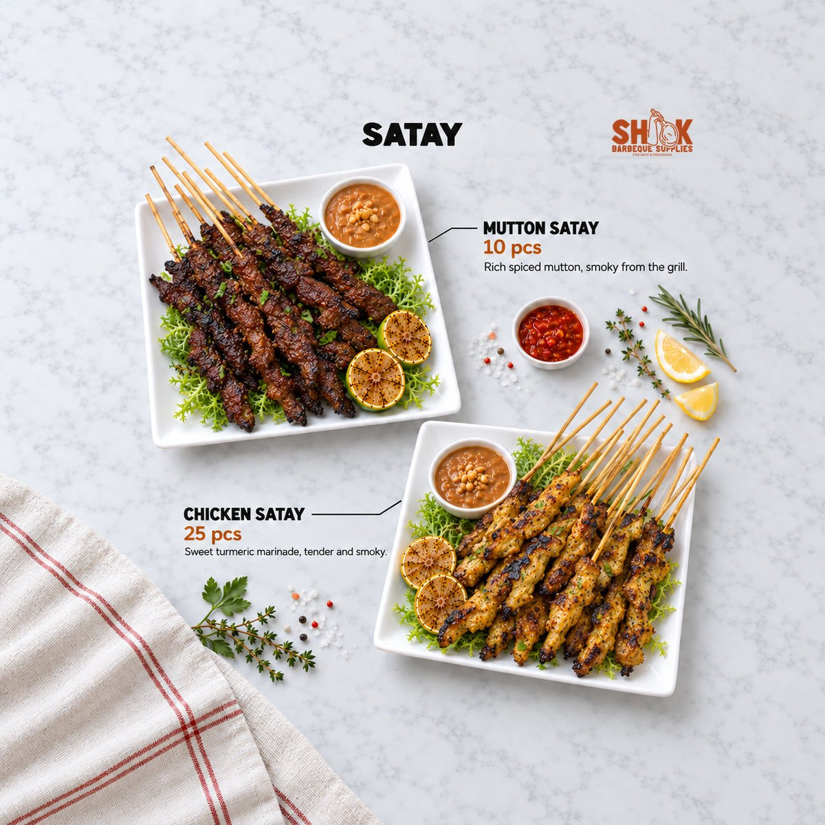 Satay in the SHIOK Favourites Grill Mix (8-10 pax), Shiok BBQ Singapore