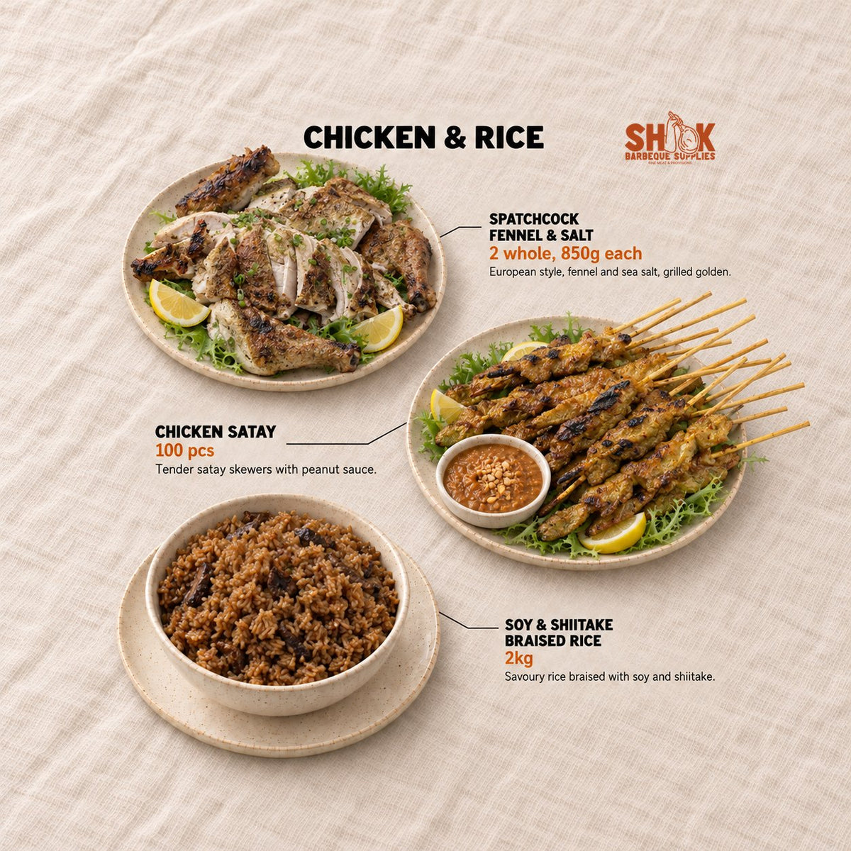 Chicken and Rice in the Yacht Lob Lob Seafood BBQ Set (35-40 pax), Shiok BBQ Singapore
