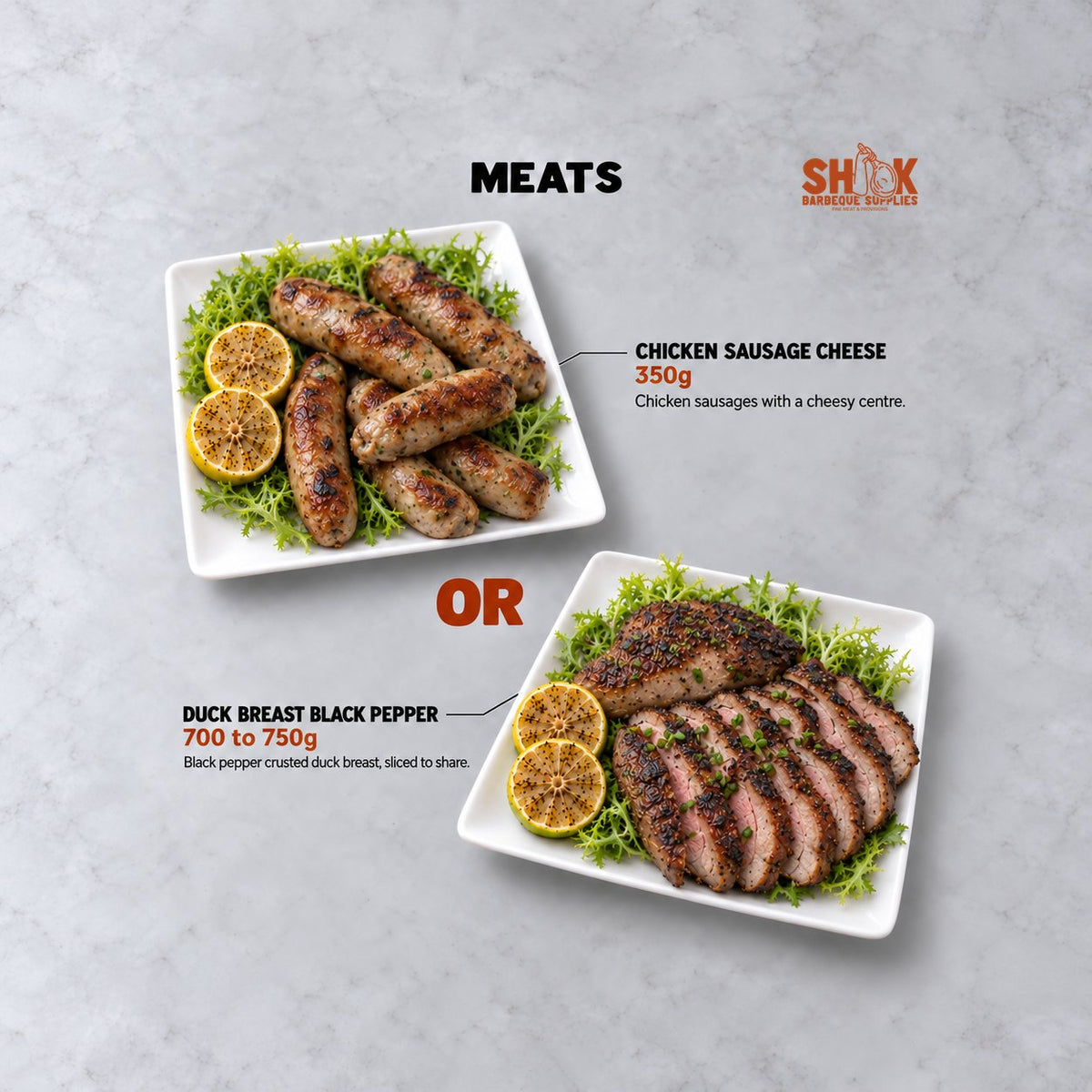 Chicken Sausage Cheese and Duck Breast Black Pepper in the Shiok Shiok Bargain BBQ Set (8-10 pax), Shiok BBQ Singapore