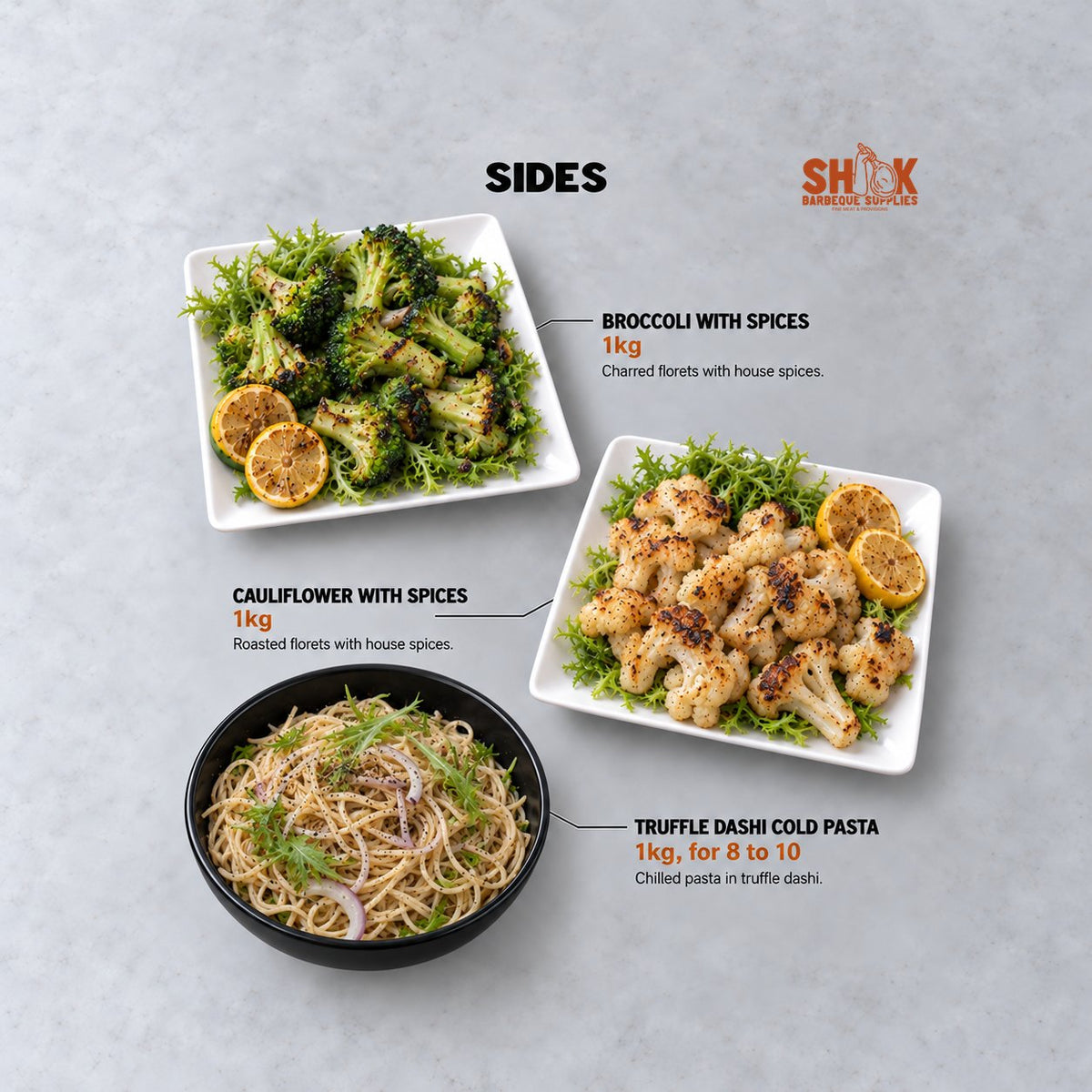Broccoli with Spices and Cauliflower with Spices in the Shiok Shiok Bargain BBQ Set (8-10 pax), Shiok BBQ Singapore