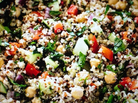 Brown Rice & Quinoa Cucumber Tomato Salad