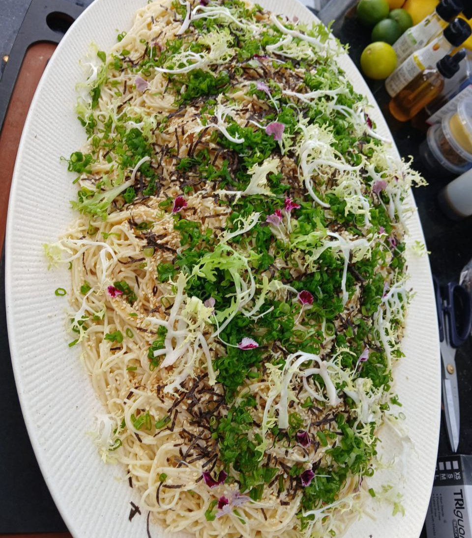 Cold Sesame Miso Emulsion Capellini - Carbs to Pair with BBQ Food - Shiok Barbeque Food Catering Singapore