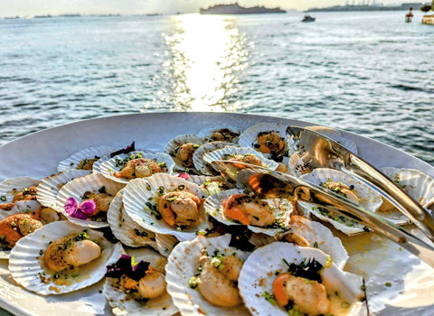 Grilled scallops on the half shell, BBQ Seafood Menu 8-10pax, Shiok BBQ Singapore