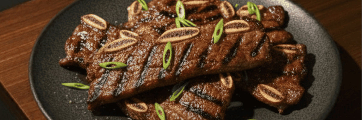 Marinated grilled beef ribs with spring onion from Shiok BBQ in Singapore