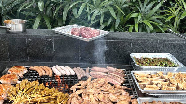 Live grill line with satay and sausages, Shiok Shiok Bargain BBQ 8-10pax, Shiok BBQ Singapore