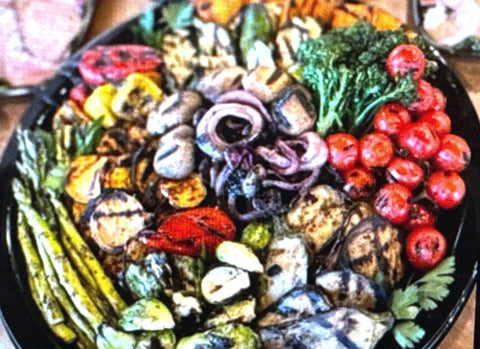 Grilled vegetable platter with tomatoes and asparagus, Vegetable BBQ Platter 20-30pax, Shiok BBQ Singapore